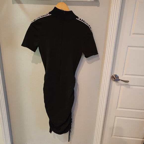 MICHAEL KORS SPORTY racer stripe logo turtleneck sexy dress black tape knit S - Picture 3 of 4